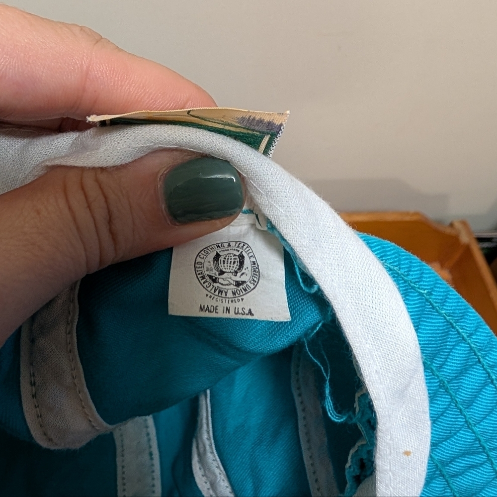 Vintage L.L.Bean Teal Canvas Camp Hat Made in USA Elastic Back - Picture 6 of 6